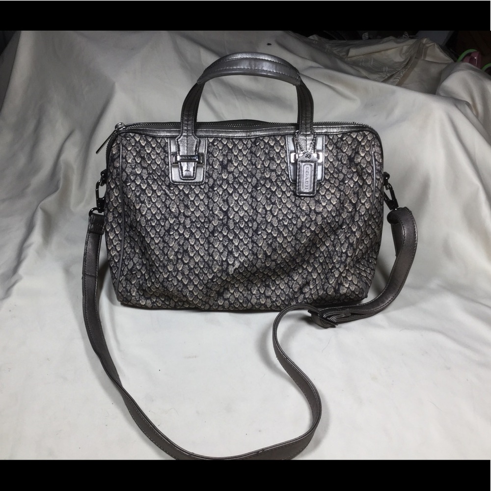 Coach Metallic Silver Textured Satchel